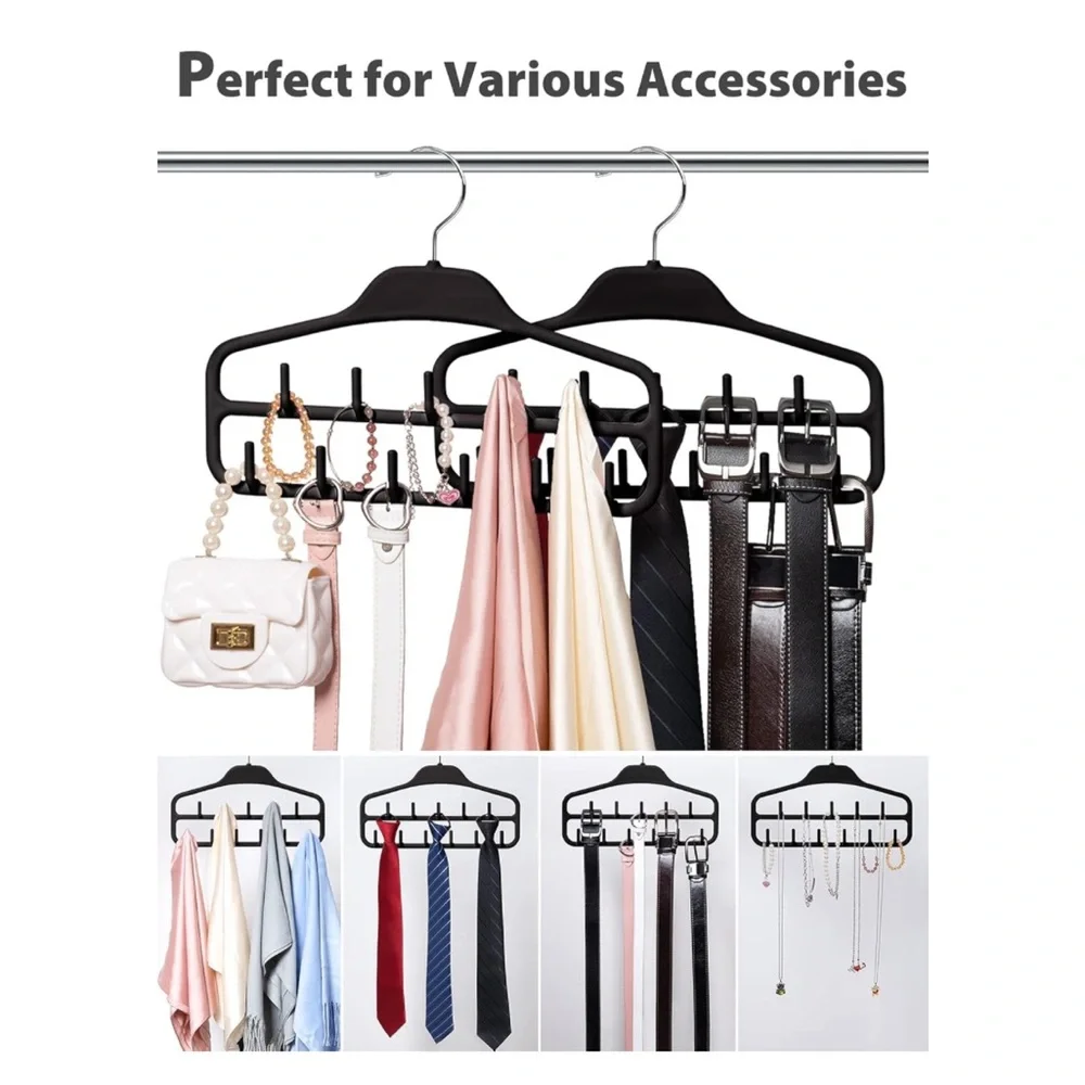 Black Multi-Purpose Hangers for belts, ties, accessories, etc. Set of Two